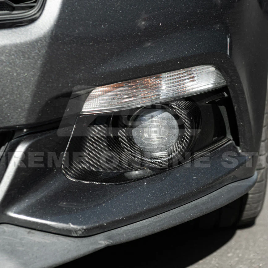 2015-17 Ford Mustang DRY CABON FIBER Front Bumper Fog Light Bezel Cover Pair - Image 10