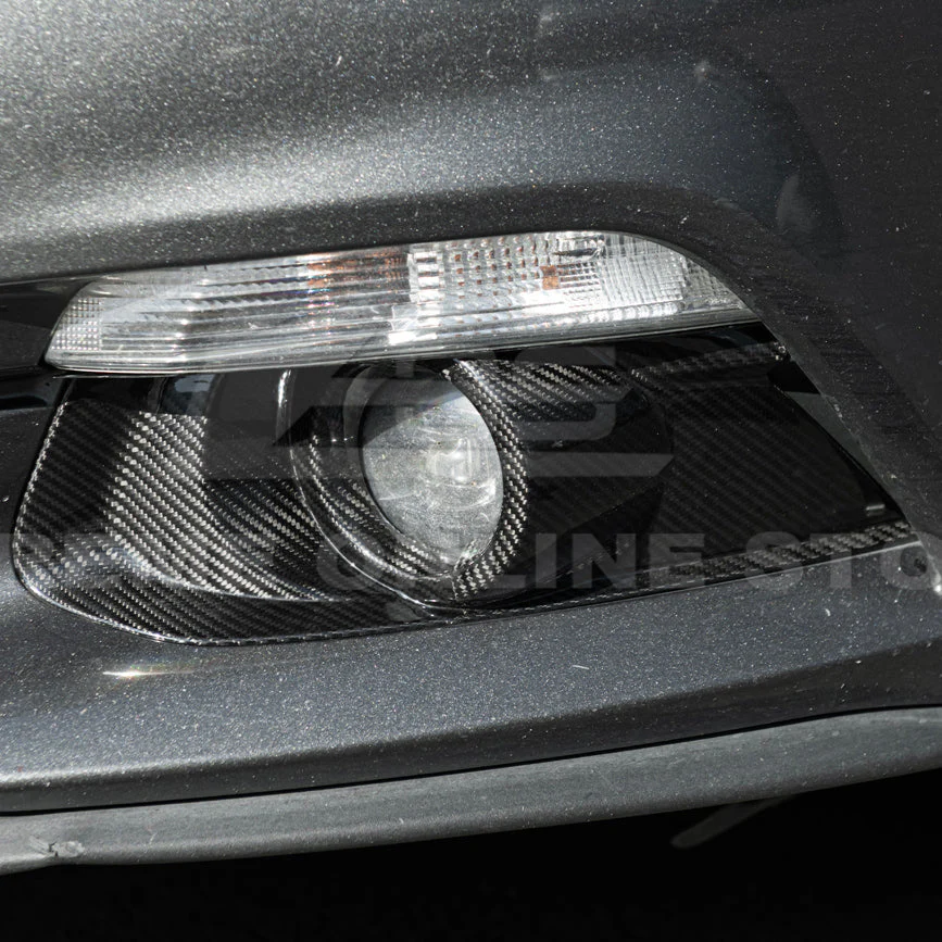 2015-17 Ford Mustang DRY CABON FIBER Front Bumper Fog Light Bezel Cover Pair - Image 11