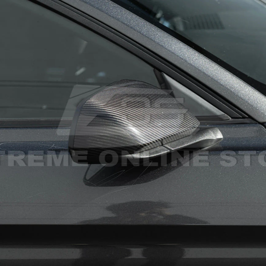 2015-23 Ford Mustang DRY CARBON FIBER Overlay Mirror Cap Cover Pair - Image 8