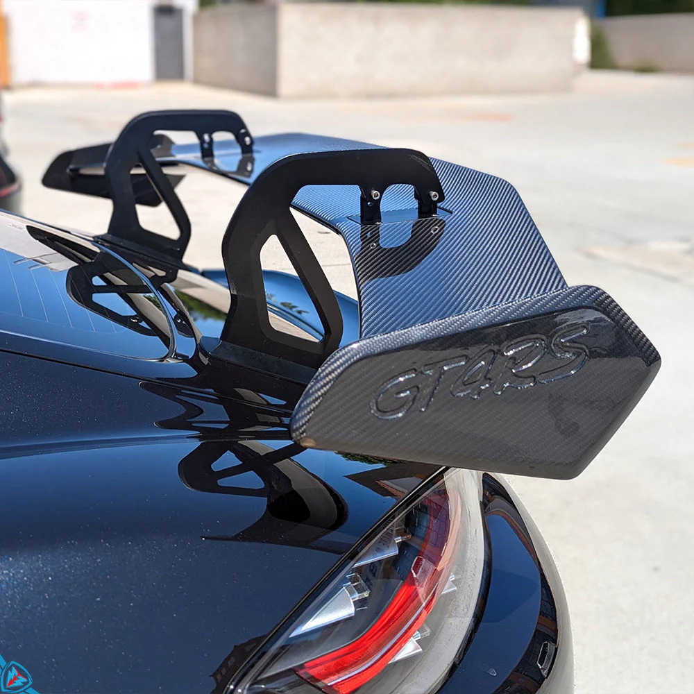 2017-2025 Porsche 718 Boxster & Cayman (982) Dry Carbon Fiber GT4 RS Style Swan Neck Wing - Image 3