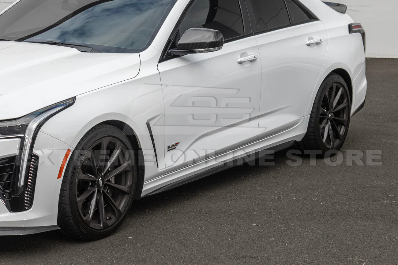 2020-Up Cadillac CT4-V Blackwing Front Lip Splitter Winglets & Side Skirts - Image 14