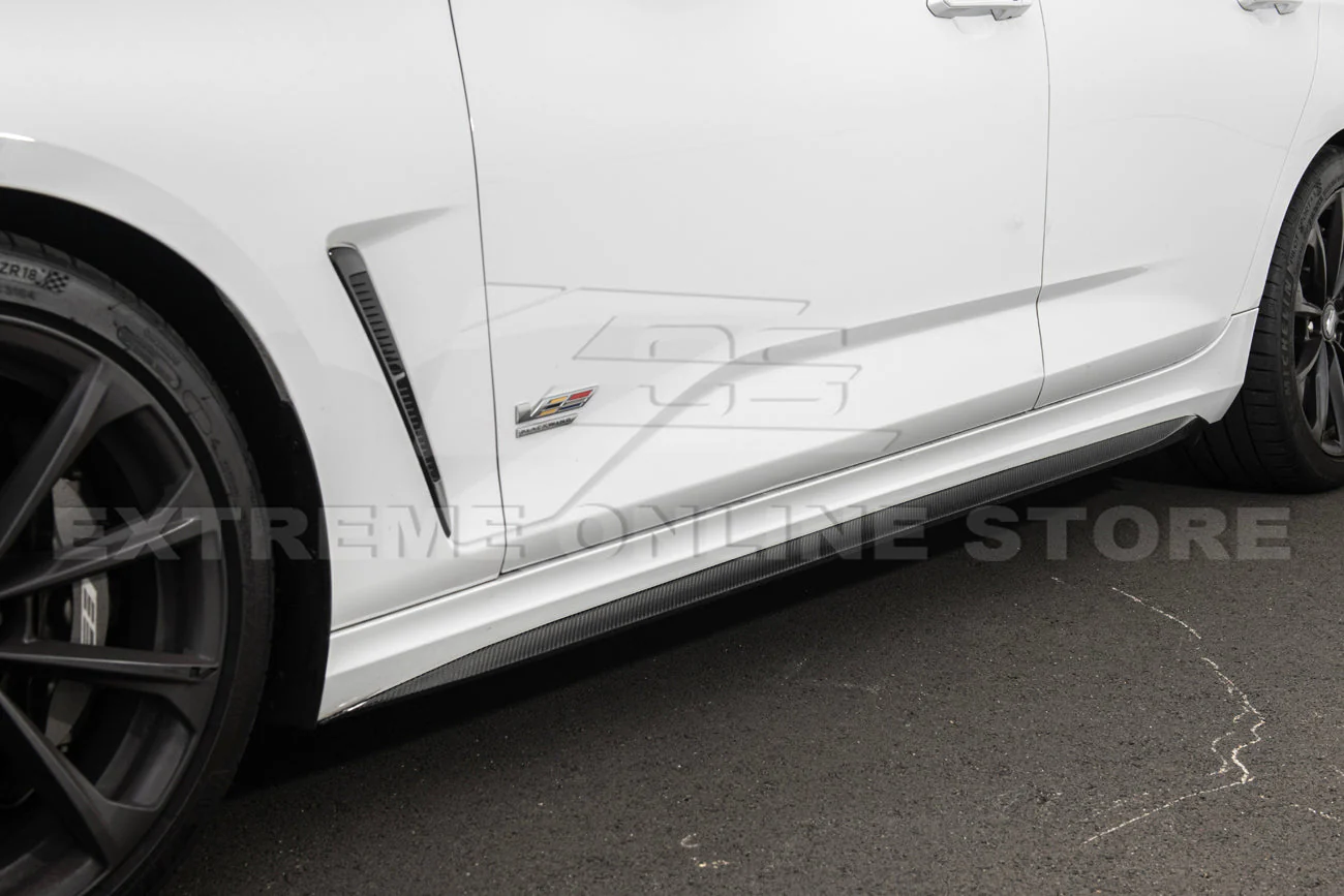 2020-Up Cadillac CT4-V Blackwing Front Lip Splitter Winglets & Side Skirts - Image 16