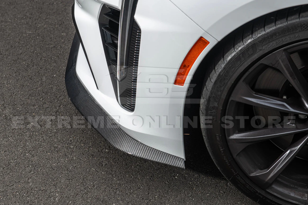 2020-Up Cadillac CT4-V Blackwing Front Lip Splitter Winglets & Side Skirts - Image 18