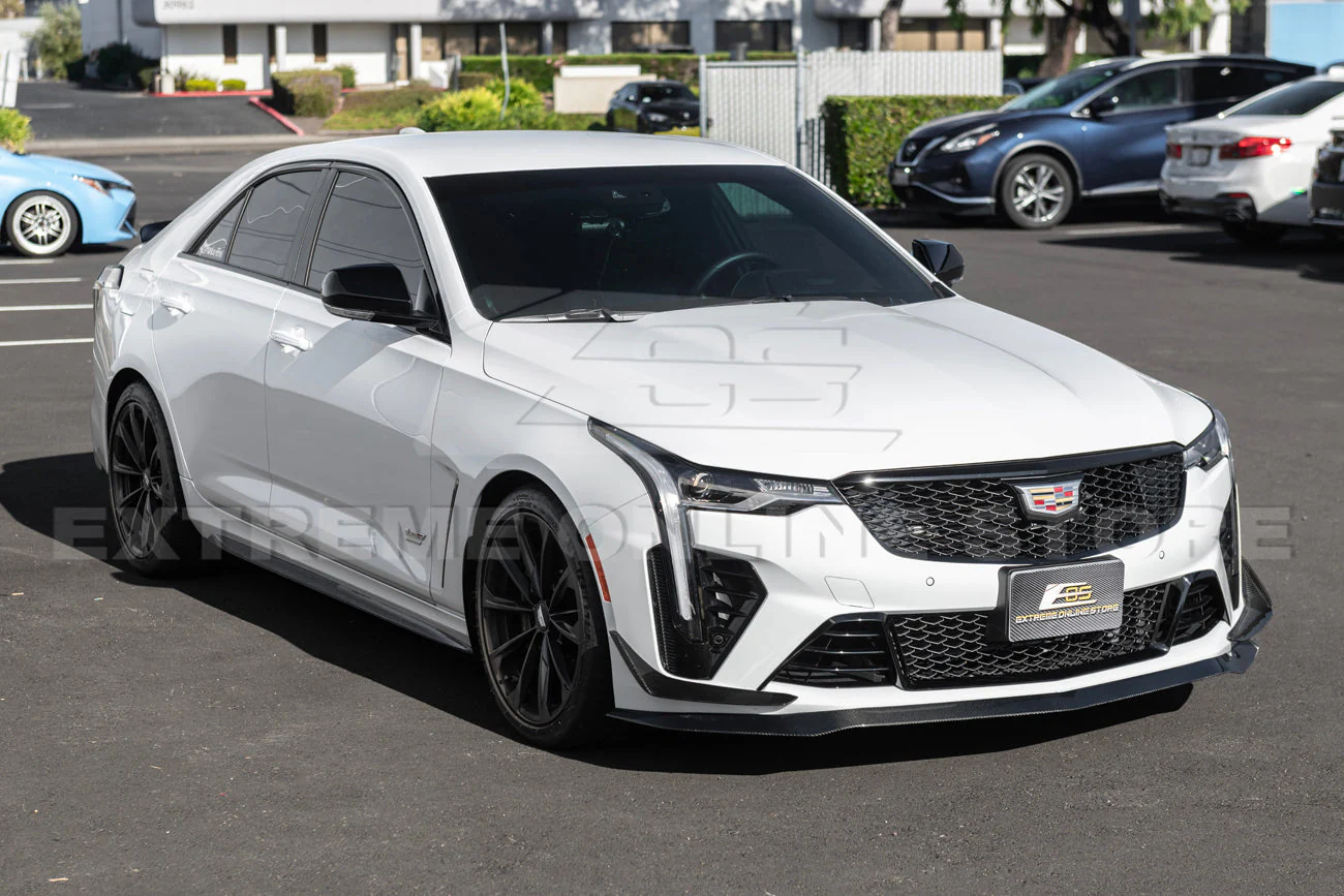 2020-Up Cadillac CT4-V Blackwing Front Lip Splitter Winglets & Side Skirts - Image 3
