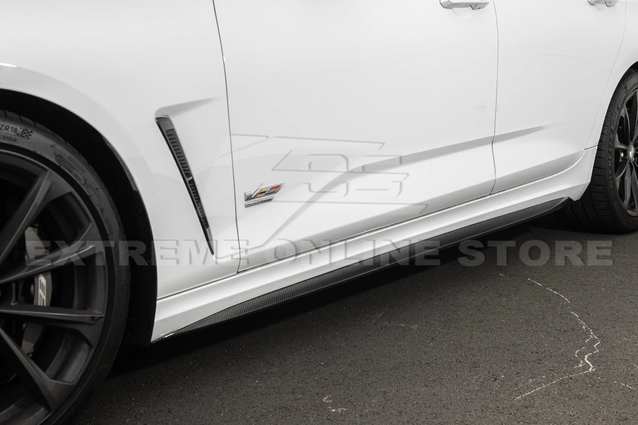 2020-Up Cadillac CT4-V Blackwing Front Lip Splitter Winglets & Side Skirts - Image 8