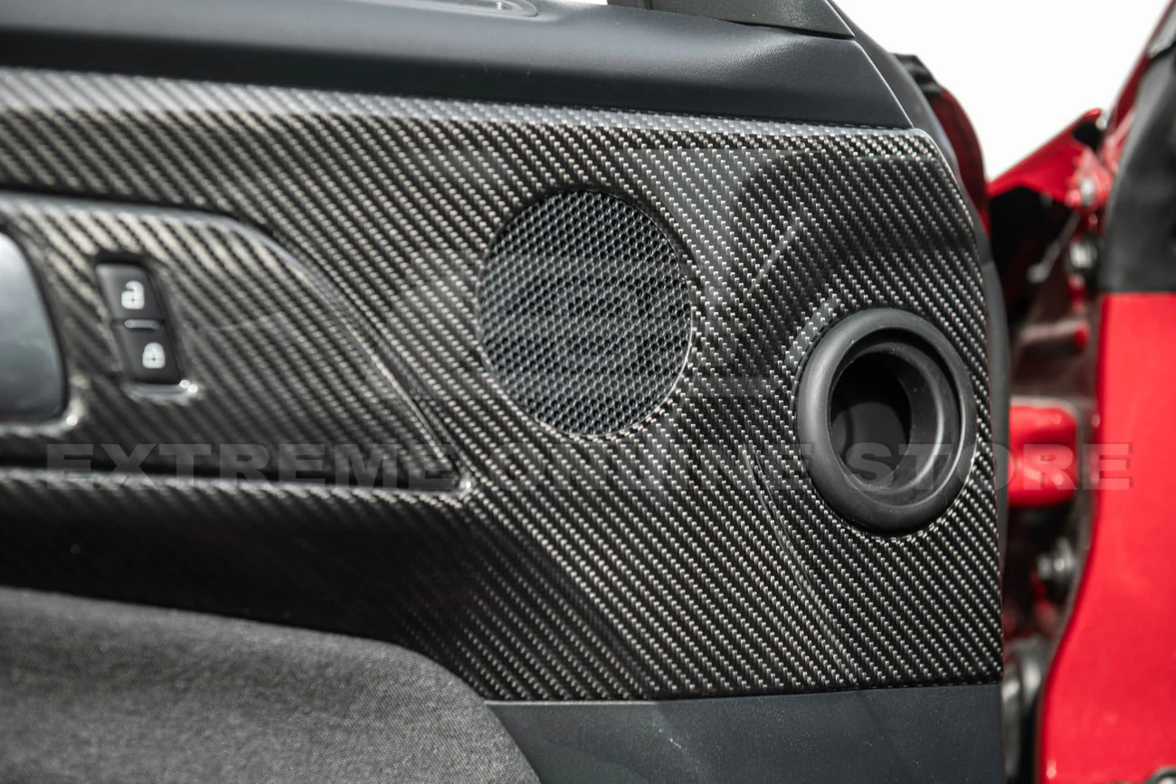 2024-Up Ford Mustang DRY CARBON FIBER Door Speaker Panel Trim Cover - Image 6
