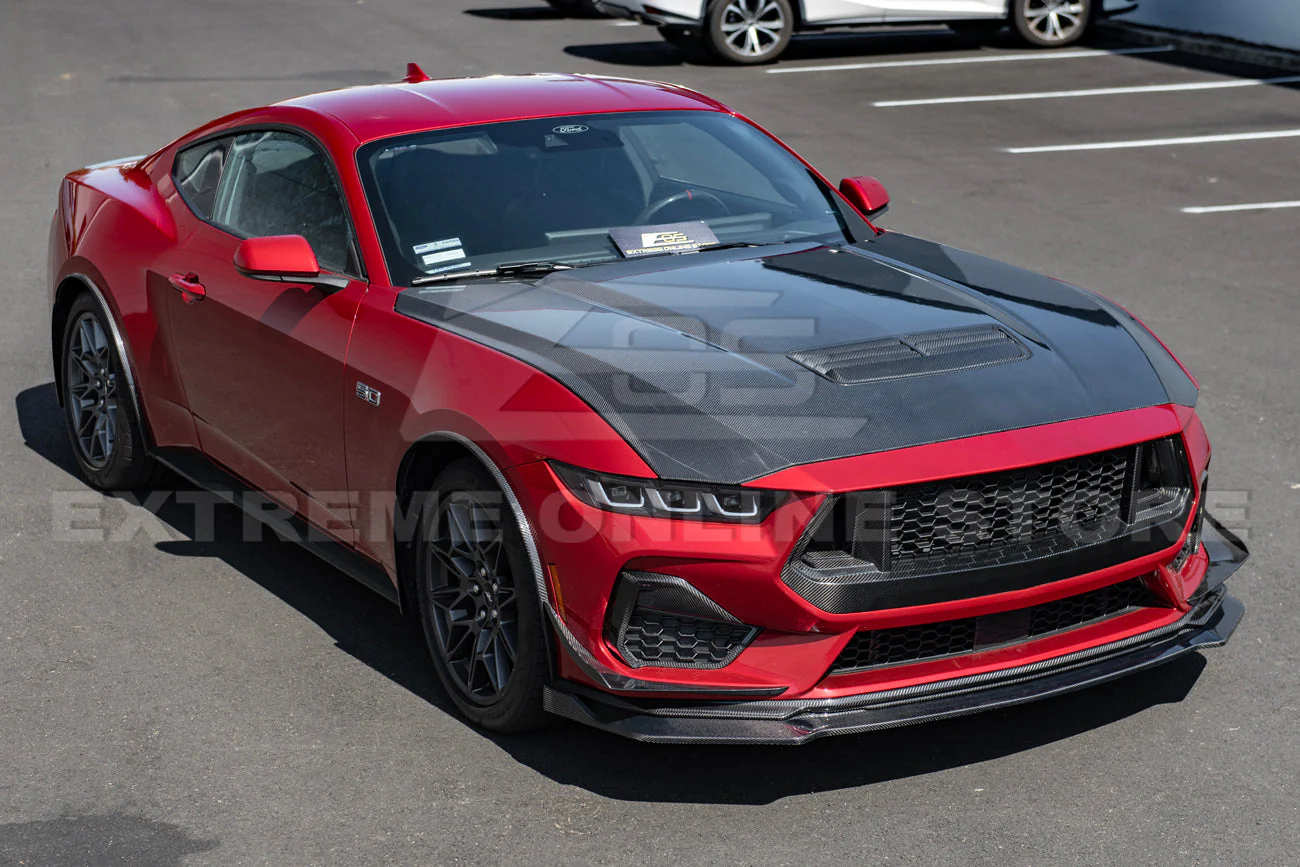 2024+ Ford Mustang DRY CARBON FIBER Front Upper Grille W/ GT Mesh Cover - Image 5