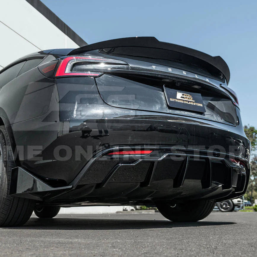 2024-Up Tesla Model 3 Track Style Rear Bumper Diffuser Lip - Image 9