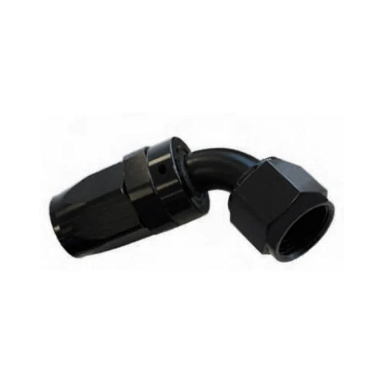 -20AN Female 60° Hose End, Swivel Style, Black Hard Anodized Aluminum