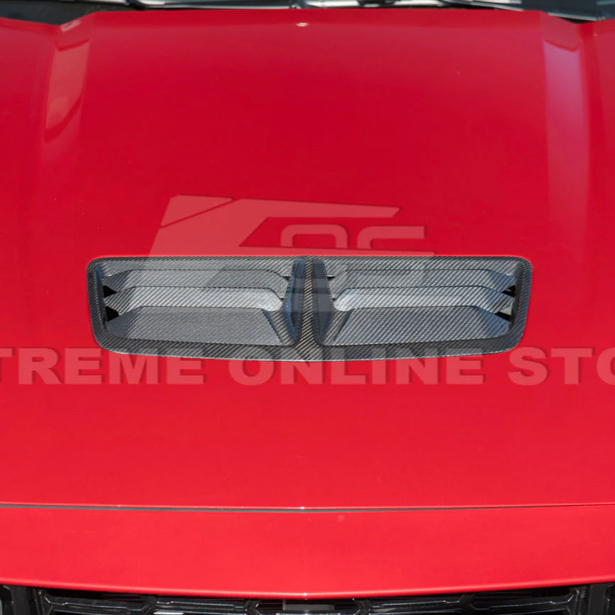 2024-Up Ford Mustang DRY CARBON FIBER Front Upper Hood Vent Insert Cover - Image 12
