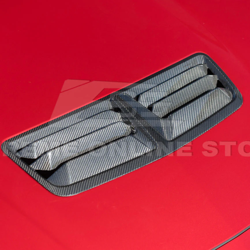 2024-Up Ford Mustang DRY CARBON FIBER Front Upper Hood Vent Insert Cover - Image 13
