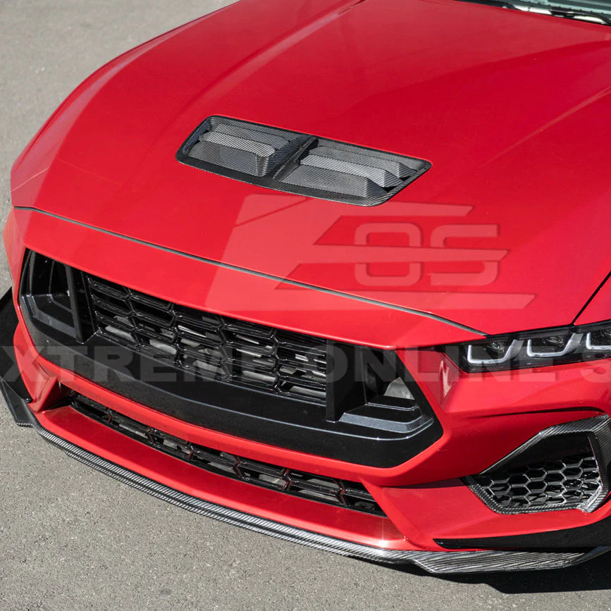 2024-Up Ford Mustang DRY CARBON FIBER Front Upper Hood Vent Insert Cover - Image 4