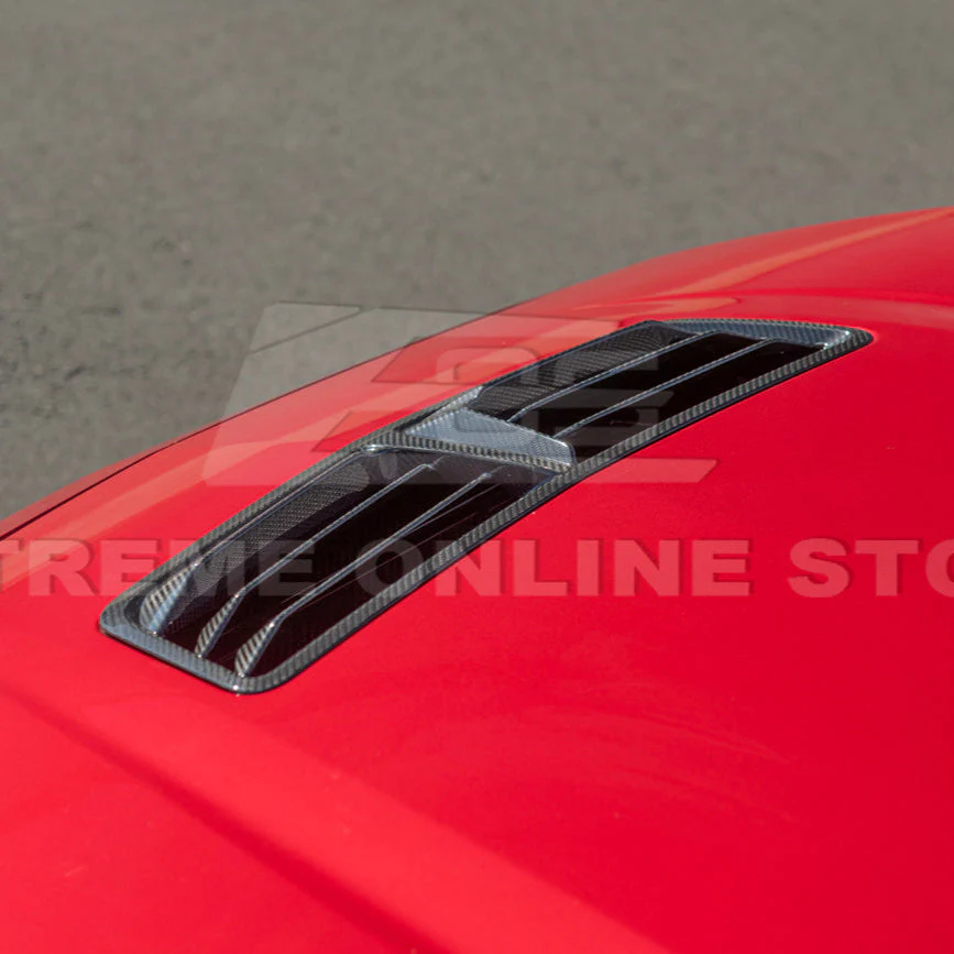 2024-Up Ford Mustang DRY CARBON FIBER Front Upper Hood Vent Insert Cover - Image 9
