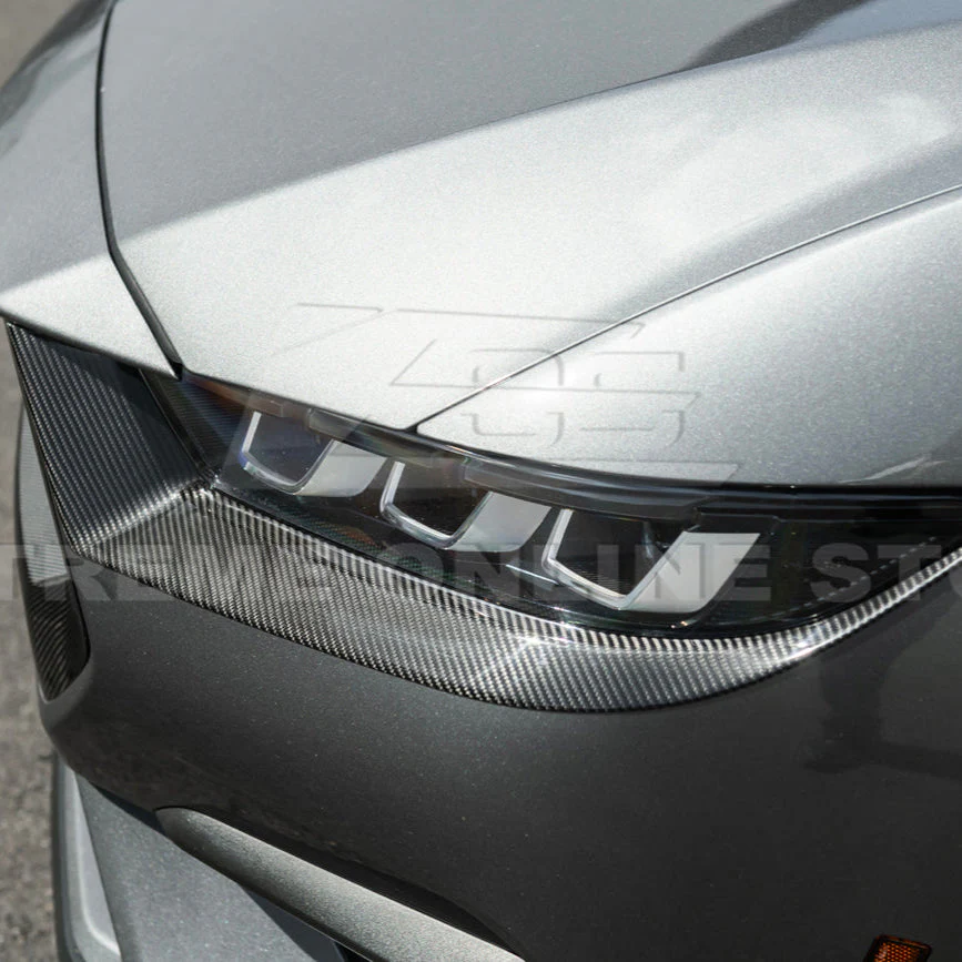 2024-Up Ford Mustang DRY CARBON FIBER Headlight Eyebrow Trim Cover Pair - Image 12