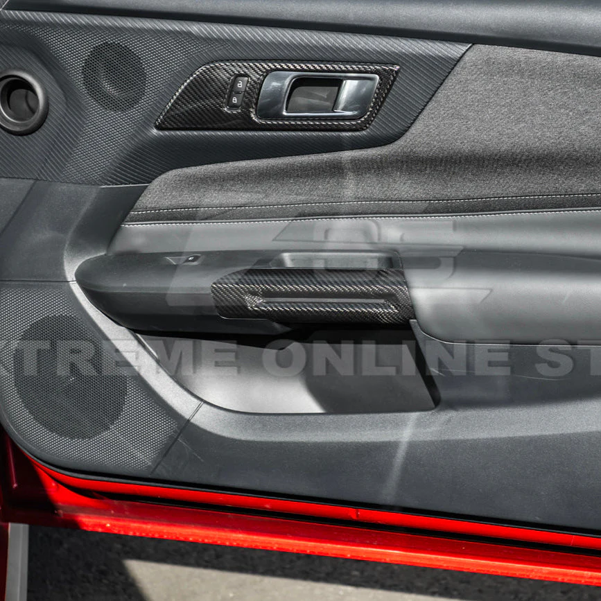 2015-Up Ford Mustang DRY CARBON FIBER Side Door Armrest Panel Trim Cover - Image 10