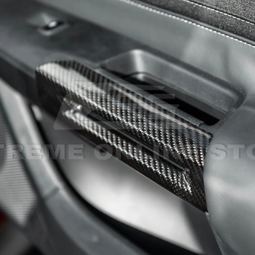 2015-Up Ford Mustang DRY CARBON FIBER Side Door Armrest Panel Trim Cover - Image 11