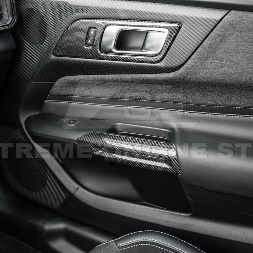 2015-Up Ford Mustang DRY CARBON FIBER Side Door Armrest Panel Trim Cover - Image 13