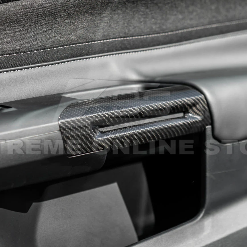 2015-Up Ford Mustang DRY CARBON FIBER Side Door Armrest Panel Trim Cover - Image 8
