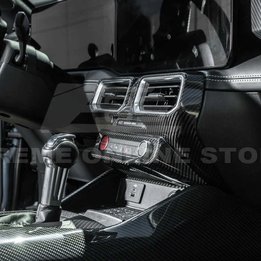 2024-Up Ford Mustang Single Screen Interior DRY CONBON FIBER Center Console Cover - Image 3