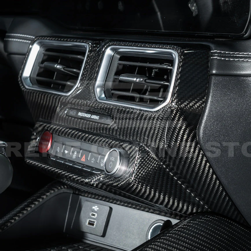 2024-Up Ford Mustang Single Screen Interior DRY CONBON FIBER Center Console Cover - Image 4