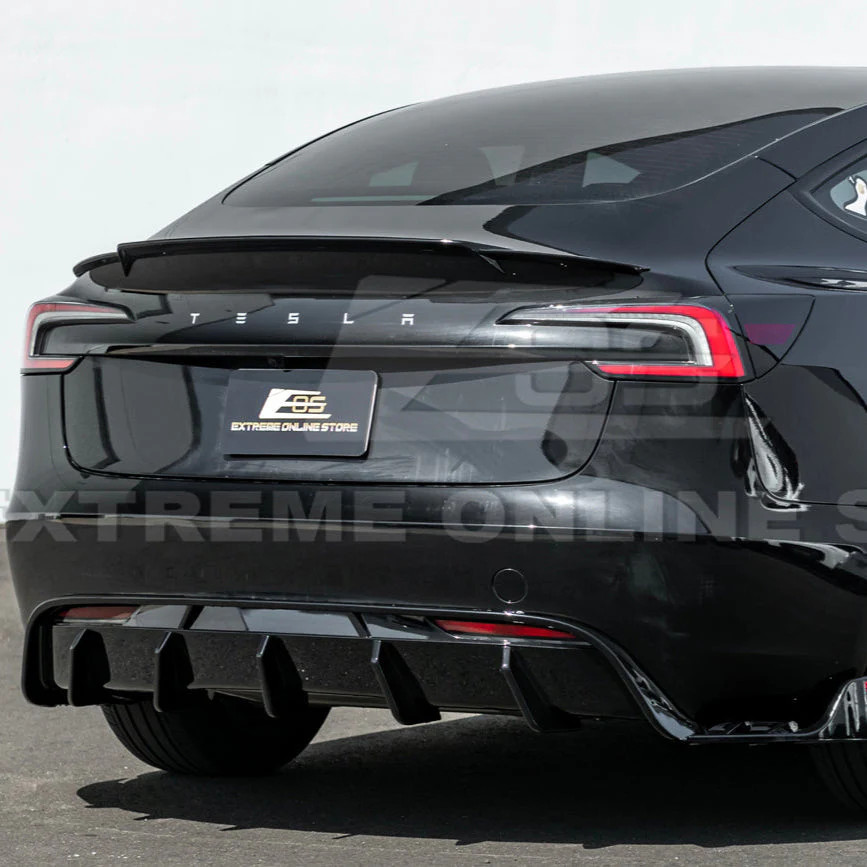 2024-Up Tesla Model 3 Performance Style Rear Bumper Diffuser Lip - Image 4