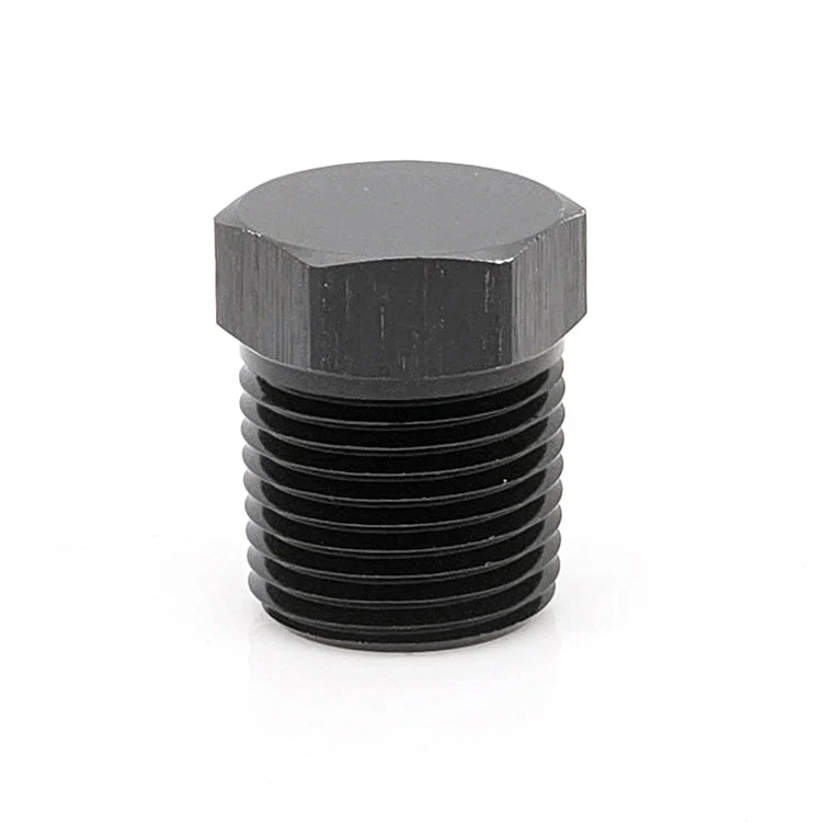 3/8" Male NPT Hex Plug, 6061 Aluminum, Black Hard Anodized - Image 2