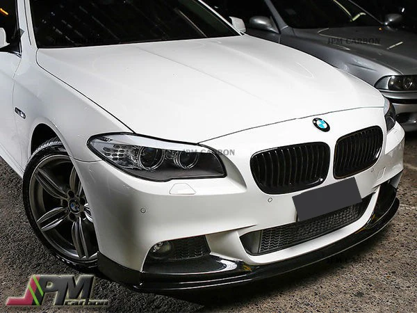 3D Style Carbon Fiber Front Bumper Add-on Lip Fits For 2011-2016 BMW F10 5-Series M-Sport Package Only - Image 2