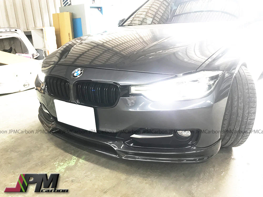 3D Style Carbon Fiber Front Bumper Add-on Lip Fits For 2012-2014 BMW F30 with Standard Package Only - Image 3