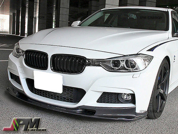 3D Style Carbon Fiber Front Bumper Add-on Lip Fits For 2012-2018 BMW F30 F31 with M-Sport Package Only - Image 2