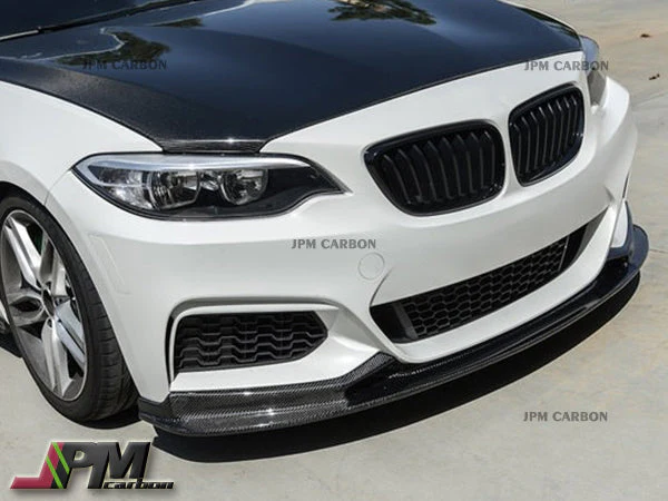 3D Style Carbon Fiber Front Bumper Add-on Lip Fits For 2014-2021 BMW F22 M-Sport Only - Image 4