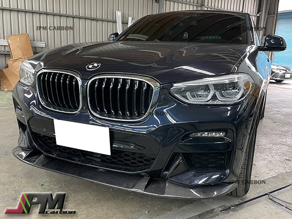 3D Style Carbon Fiber Front Bumper Add-on Lip Fits For 2018-2020 BMW G01 X3 / G02 X4 with M-sport Package Only - Image 2