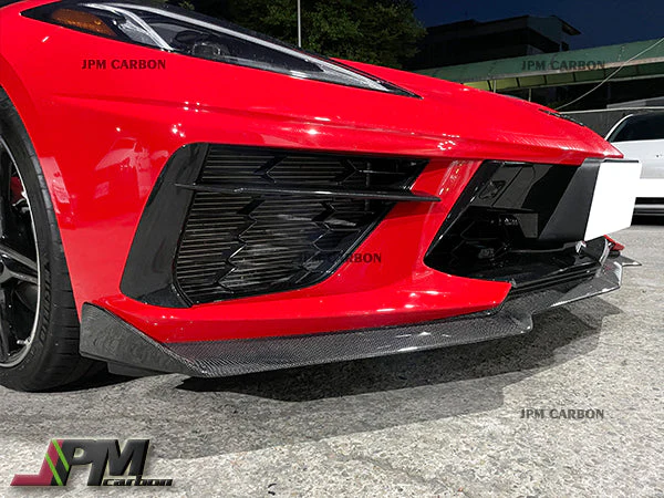 5VM Style Carbon Fiber Front Bumper Add-on Lip Fits For 2020-2025 Chevrolet Corvette C8 Stingray & Z51  Only - Image 4