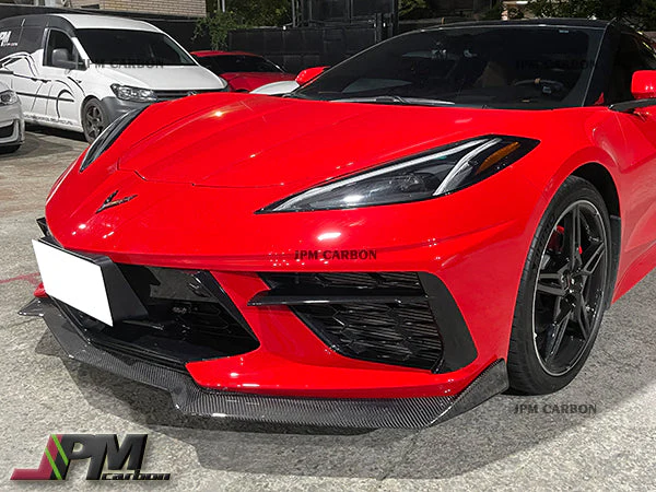 5VM Style Carbon Fiber Front Bumper Add-on Lip Fits For 2020-2025 Chevrolet Corvette C8 Stingray & Z51  Only - Image 5