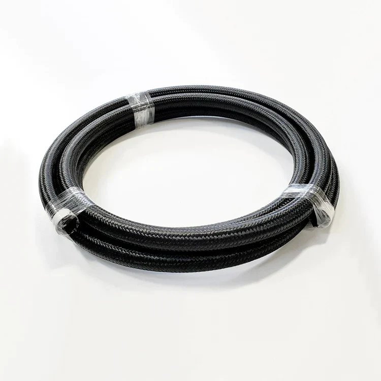 -6AN Black Nylon Braided Flex Hose with Reinforced Rubber Liner - 20 Foot Length