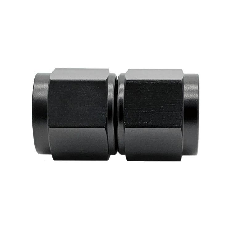 -6AN Female AN Flare Union Straight Adapter, Swivel Style, Black Hard Anodized Aluminum - Image 2