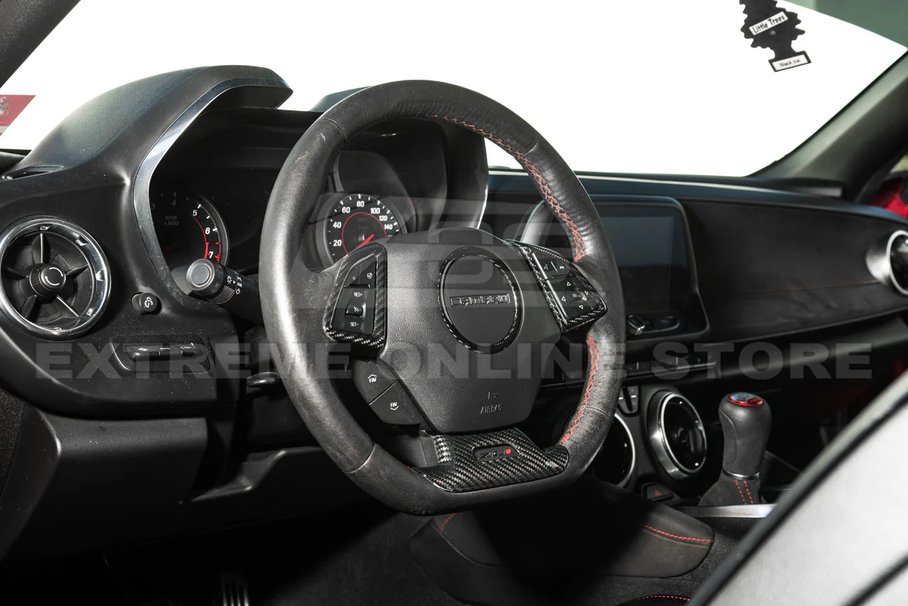 2019-24 Camaro Dry Carbon Fiber Steering Wheel Trim Cover - Image 3