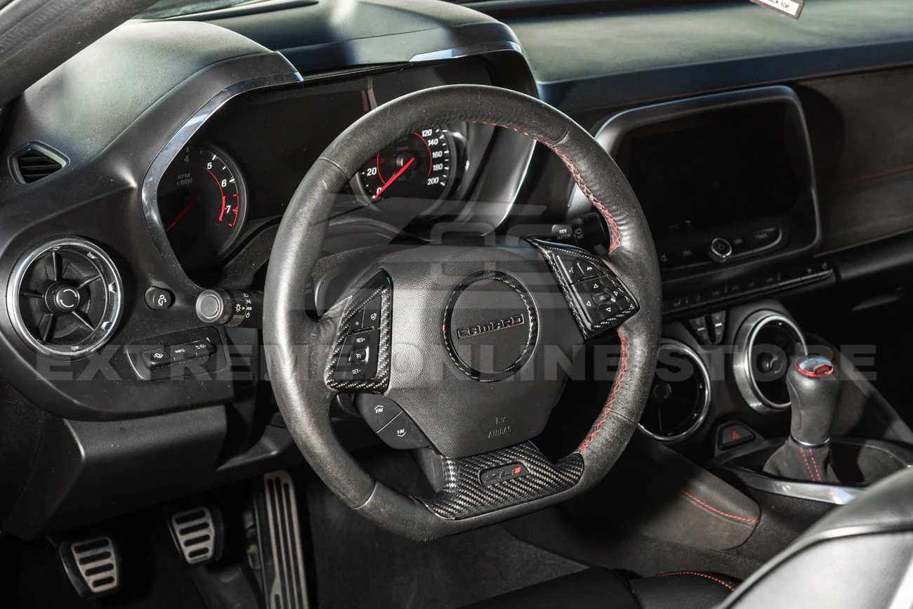 2019-24 Camaro Dry Carbon Fiber Steering Wheel Trim Cover - Image 4