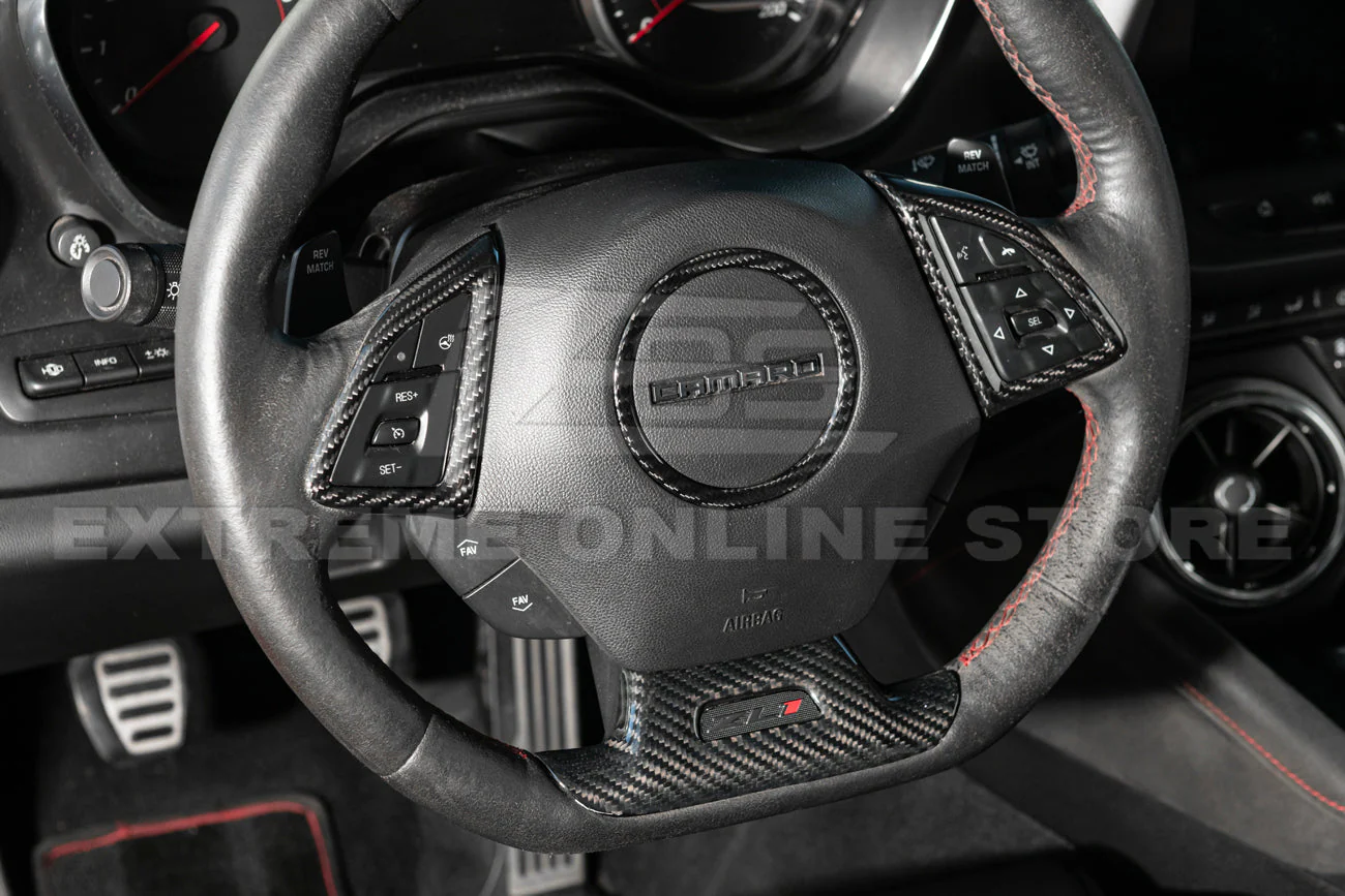 2019-24 Camaro Dry Carbon Fiber Steering Wheel Trim Cover - Image 5