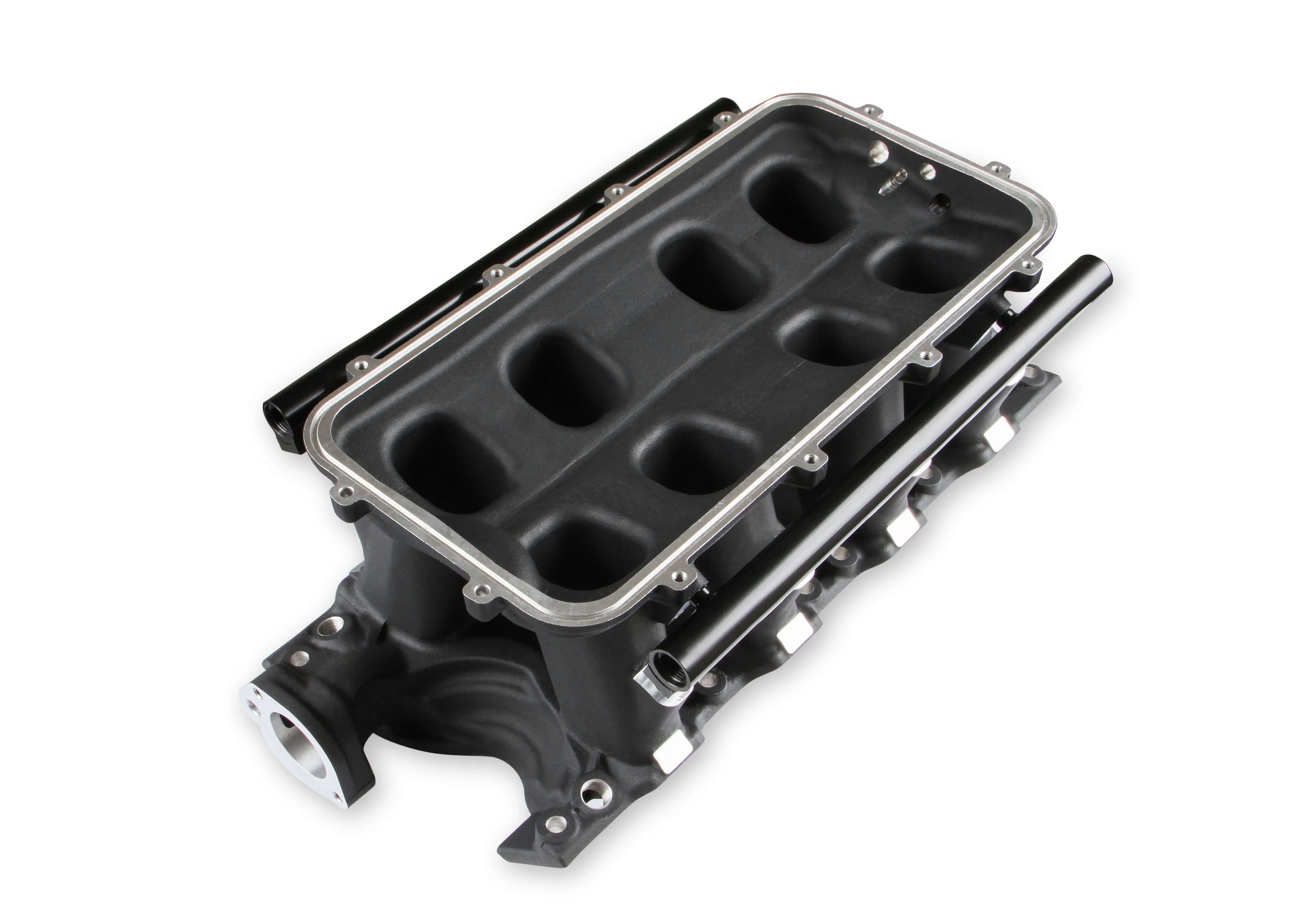 8.2" SBF Ford Hi-Ram Intake Manifold with 95mm 1986-95 Ford 5.0 Throttle Body Flange Side Mount Top. Black - Image 8