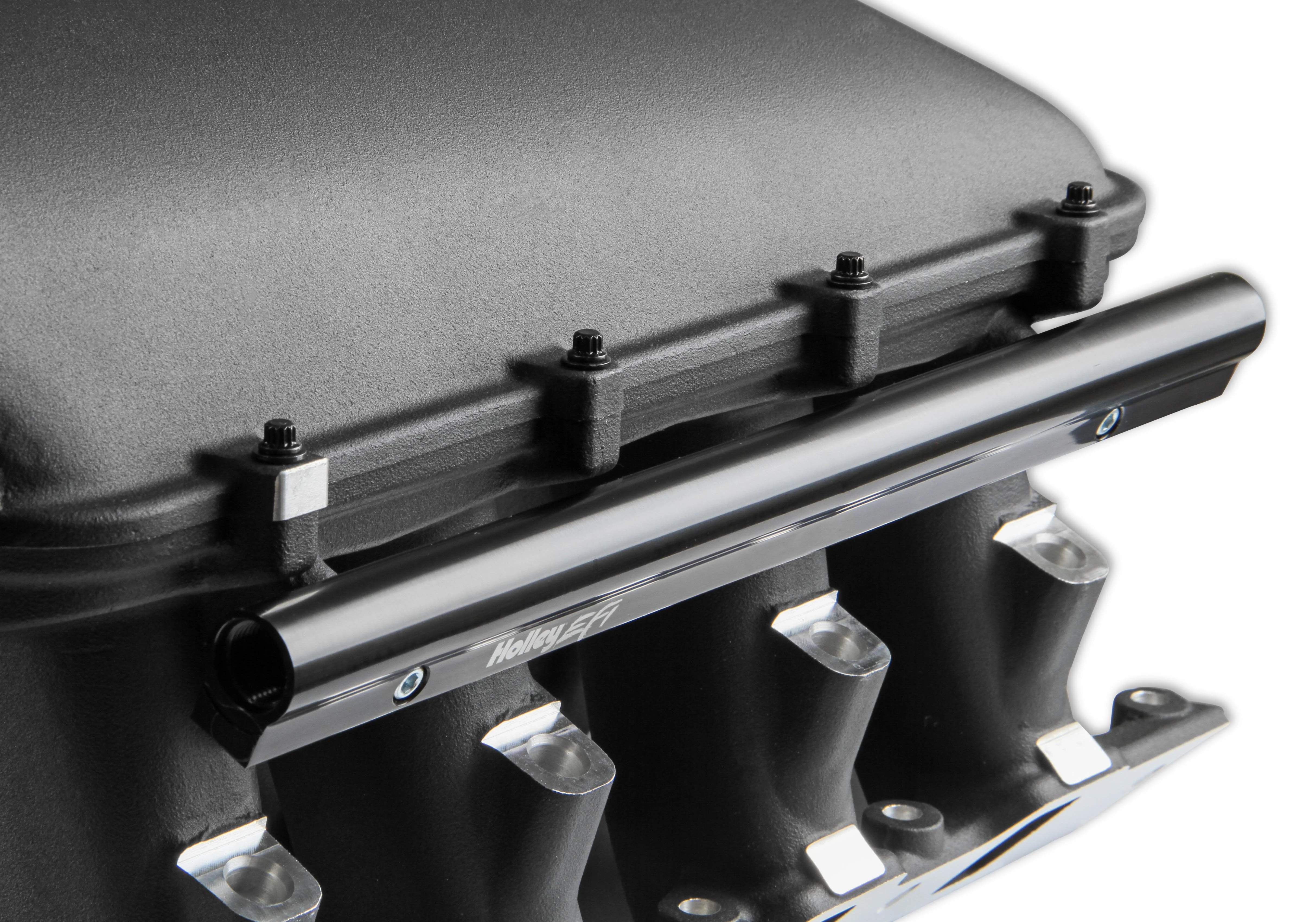 8.2" SBF Ford Hi-Ram Intake Manifold with 95mm LS Throttle Body Flange Top. Black Finish - Image 6