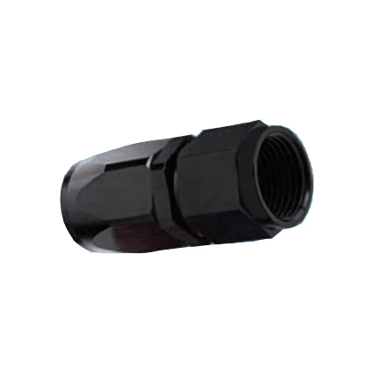 -8AN Female Straight Hose End, Swivel Style, Black Hard Anodized Aluminum