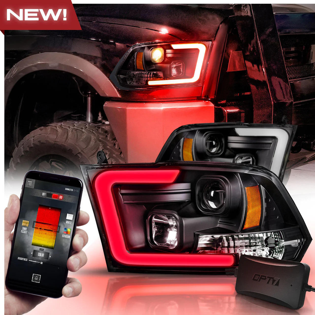 AURA 09-18 Ram Bundle- RGBW Headlights +Interior + Quantum Rock lights + Grille w- Bluetooth - Image 2