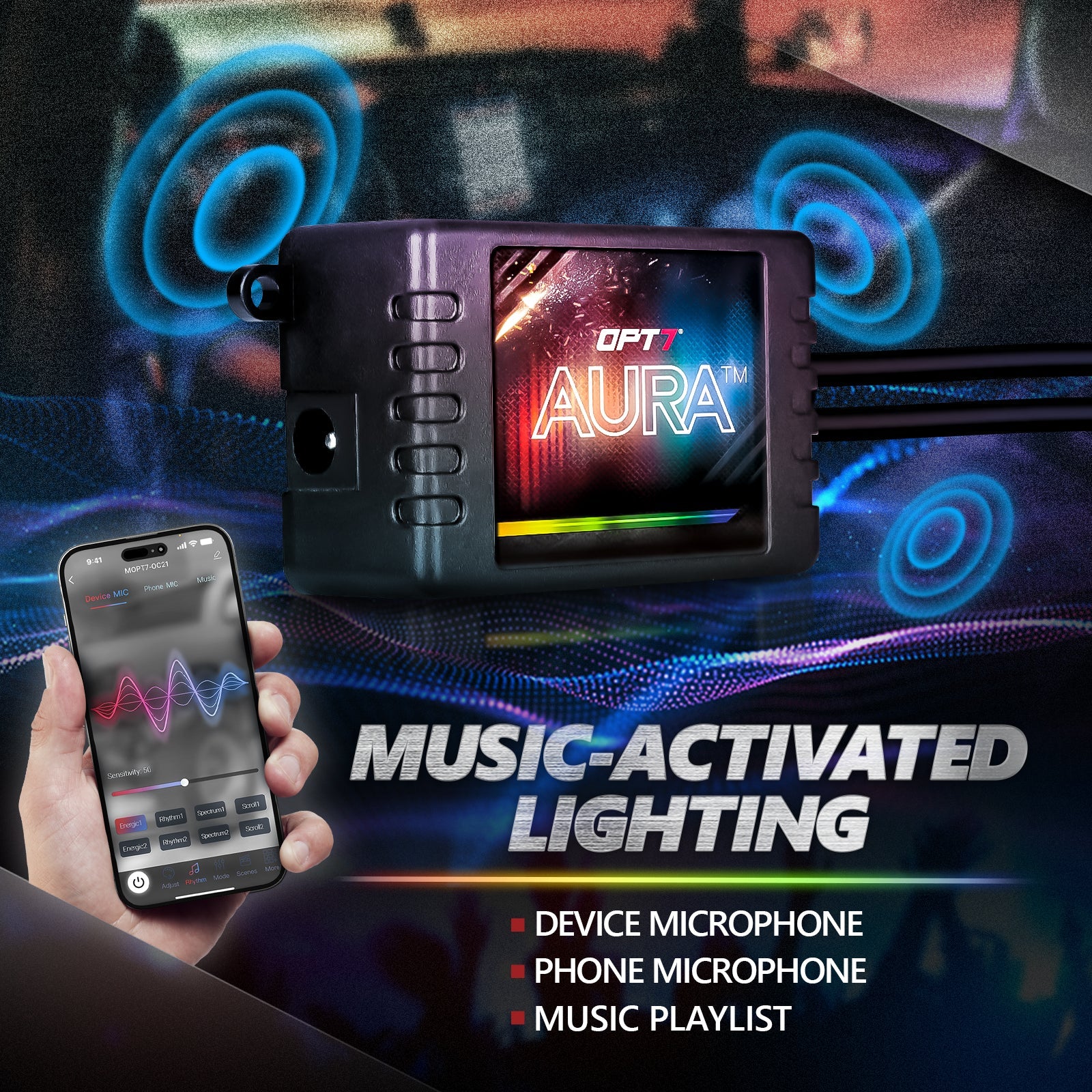 AURA 5th gen (S197) Mustang Bundle: RGB Halo O rings + Grille + Interior w- Bluetooth APP and Remote Controlled - Image 5