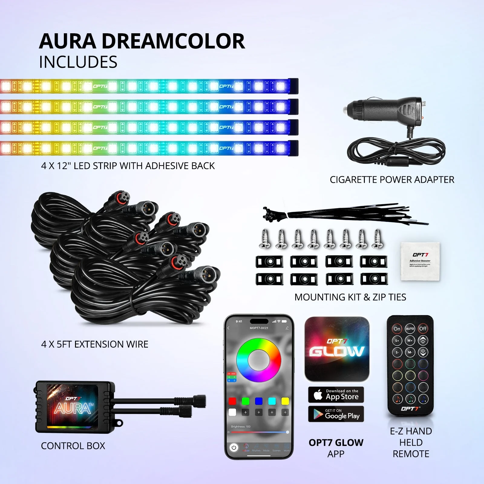AURA DreamColor LED Interior Ambient Lighting Kit (4 x 12 Inch or 6 x 12-Inch) - Bluetooth APP and Remote Enabled Full Color Spectrum - Image 12