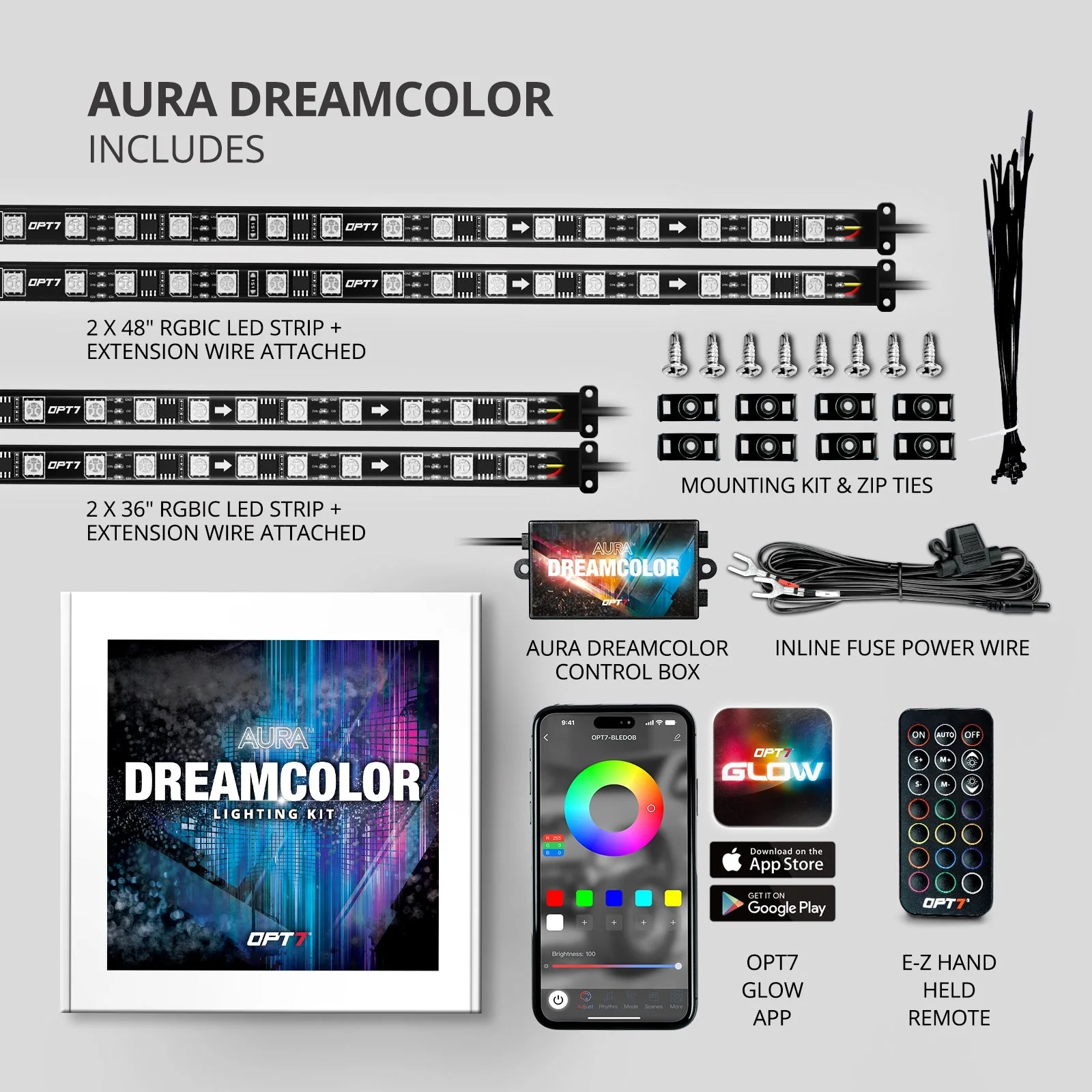 AURA Flexible LED DreamColor Underglow Lighting Strip Kit w-Remote - Image 8