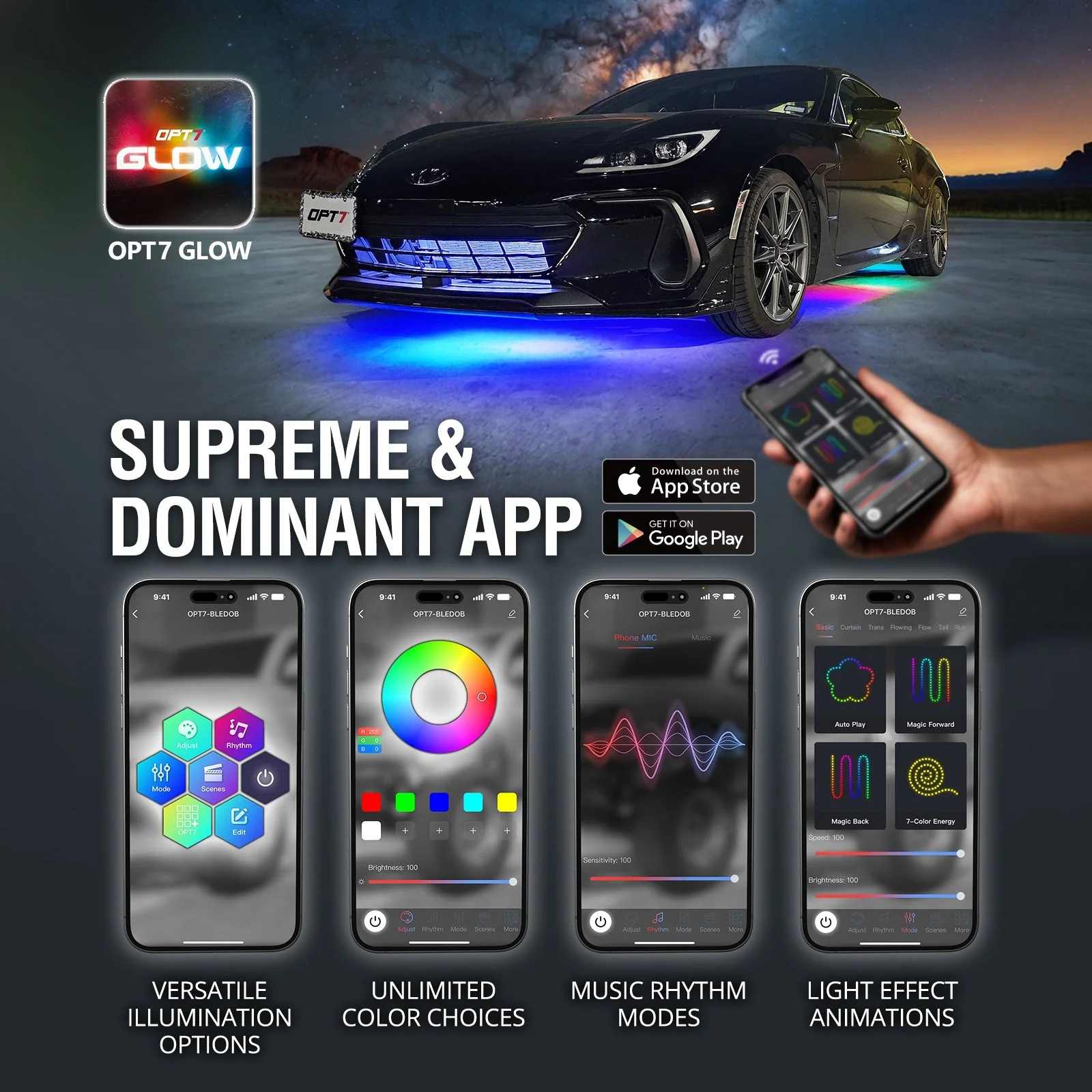 AURA LED Aluminum Underglow DreamColor Lighting Kit w-Remote - Image 2