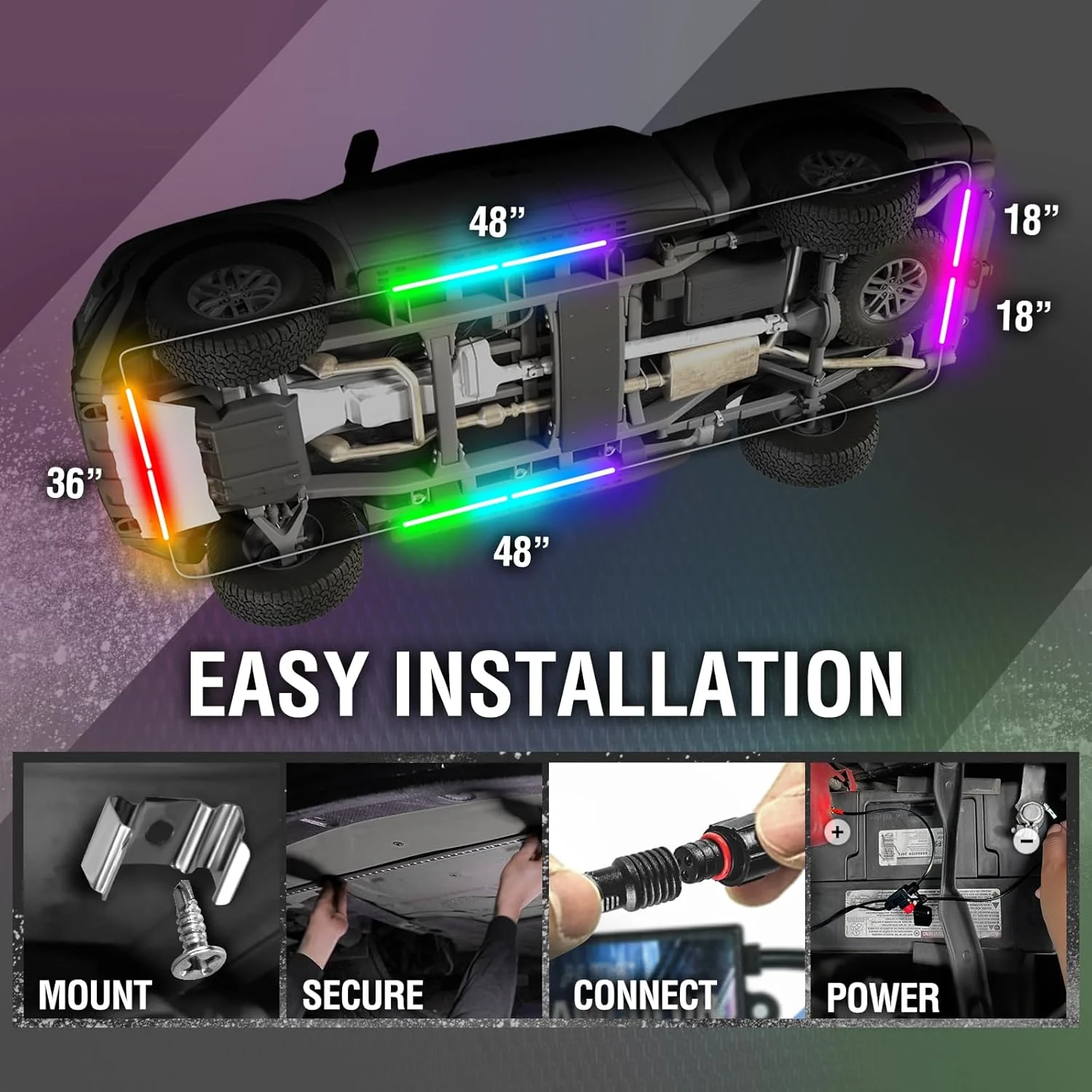 AURA LED Aluminum Underglow DreamColor Lighting Kit w-Remote - Image 5