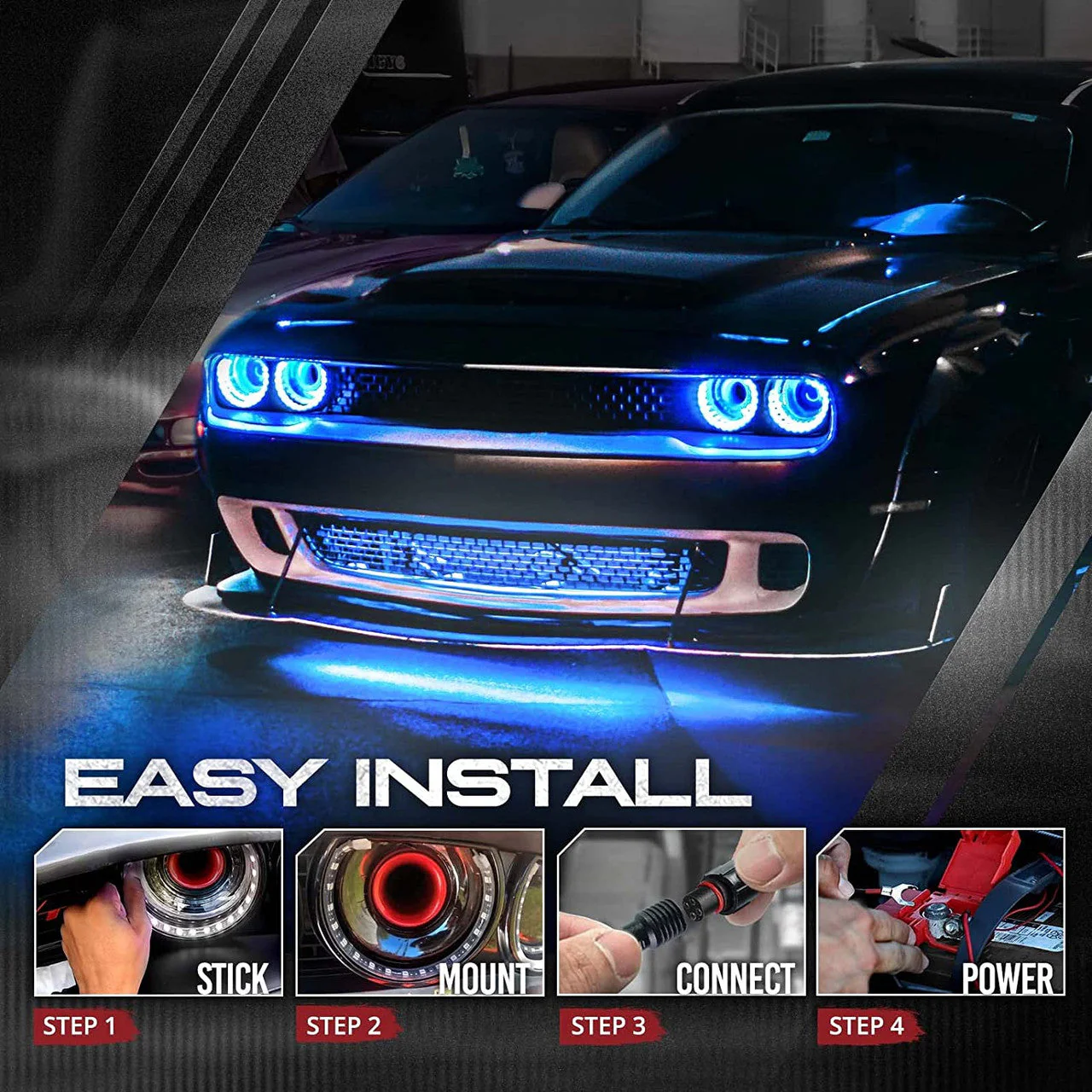 AURA LED Lighting Kit Triple Bundle (Halo + Interior + Underglow) for Dodge Challenger - Remote Control - Image 5