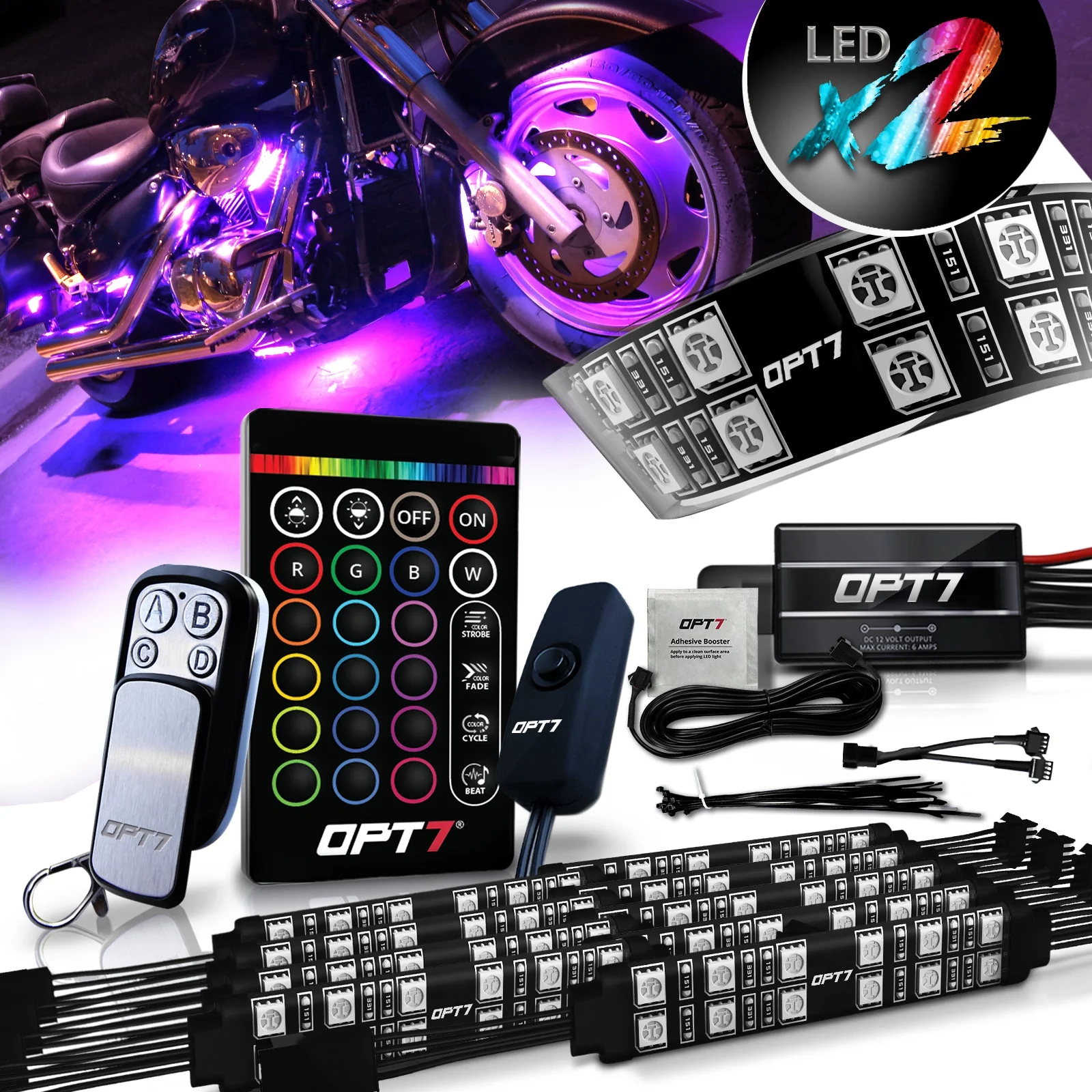 AURA Motorcycle Multi-Color LED Lighting Strip Kit for Cruisers Remote Control - Full Color Spectrum - Image 13