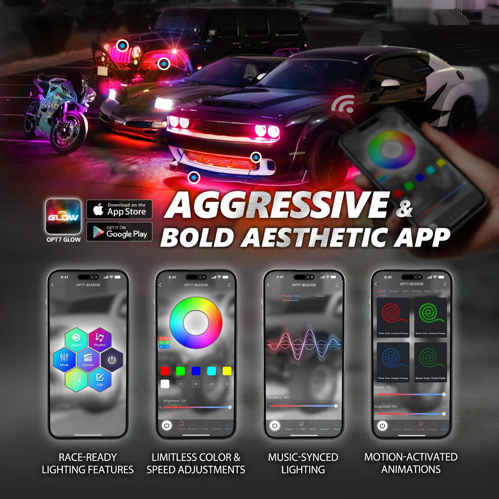 AURA PRO Bluetooth Day Time Running Light DRL Halo RGB for Ford Mustang 2005-2014 - Install Friendly - Image 2